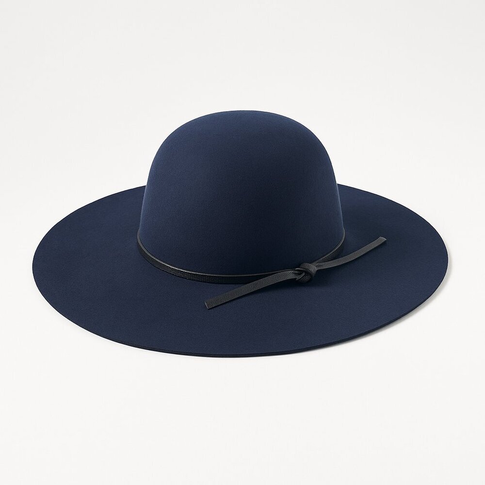 San Diego Hat Co Four Buttons Wool Felt Floppy Fedora Boho Navy O/S Fall Hat - Picture 3 of 12